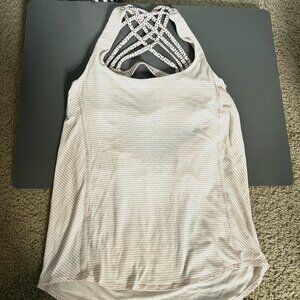 Lululemon Slay The Studio 2 In 1 Tank Womens 6 Built in Bra Dance Striped Pink